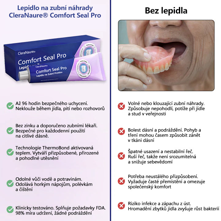 🔥🔥 KORLÁTOZOTT KÜLÖNLEGES AJÁNLAT 🦷 CleraNaure® Comfort Seal Pro Fogsor Ragasztó 🦷💜 FDA Tanúsítvánnyal🔥🔥🔥