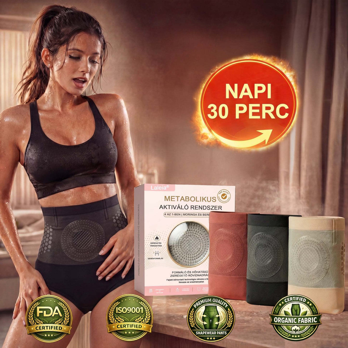 💪 Laleia® 2026 Moringa & Berberine 4 az 1-ben Mikrorészecskés Formáló és Zsírégető Rövidnadrág