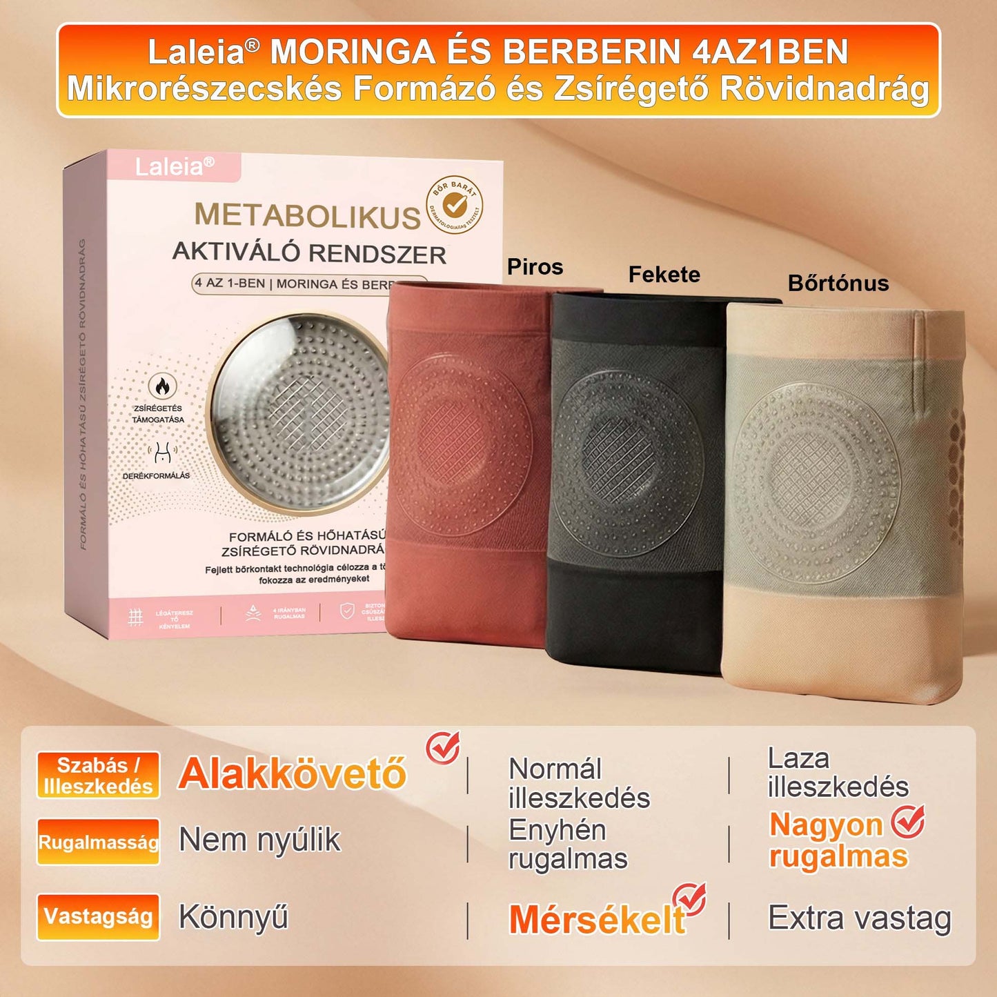 💪 Laleia® 2026 Moringa & Berberine 4 az 1-ben Mikrorészecskés Formáló és Zsírégető Rövidnadrág