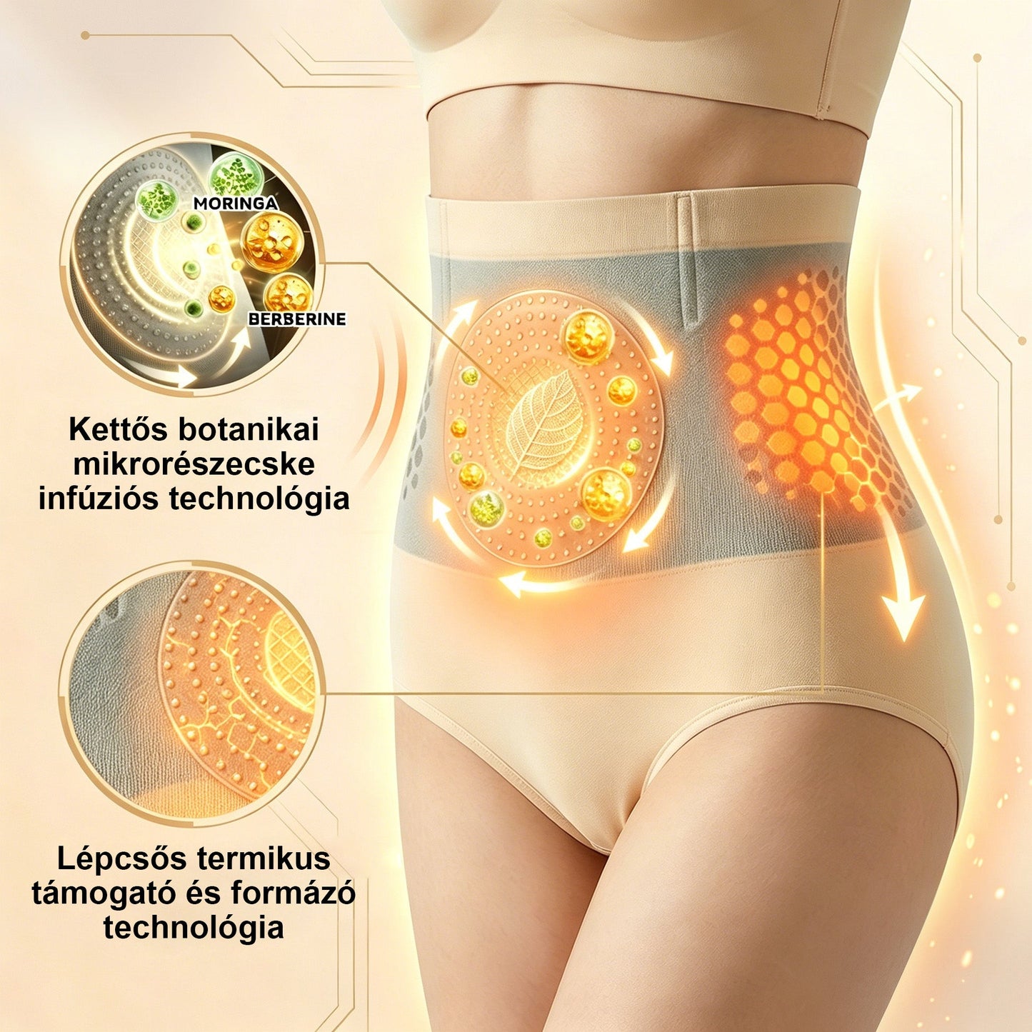 💪 Laleia® 2026 Moringa & Berberine 4 az 1-ben Mikrorészecskés Formáló és Zsírégető Rövidnadrág