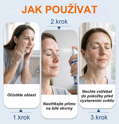 CleraNaure® Piperine Repigment Aktivátor Spray, který aktivuje spící pigmentové buňky a obnovuje přirozenou barvu pleti.